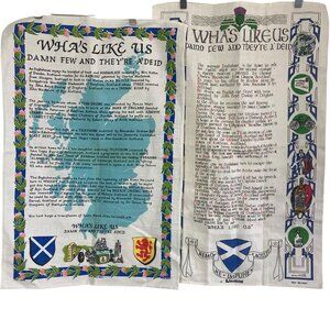 2 Vintage Scottish Linen Tea Towels Linanne Glen Appin Kitchen Unused Scotland